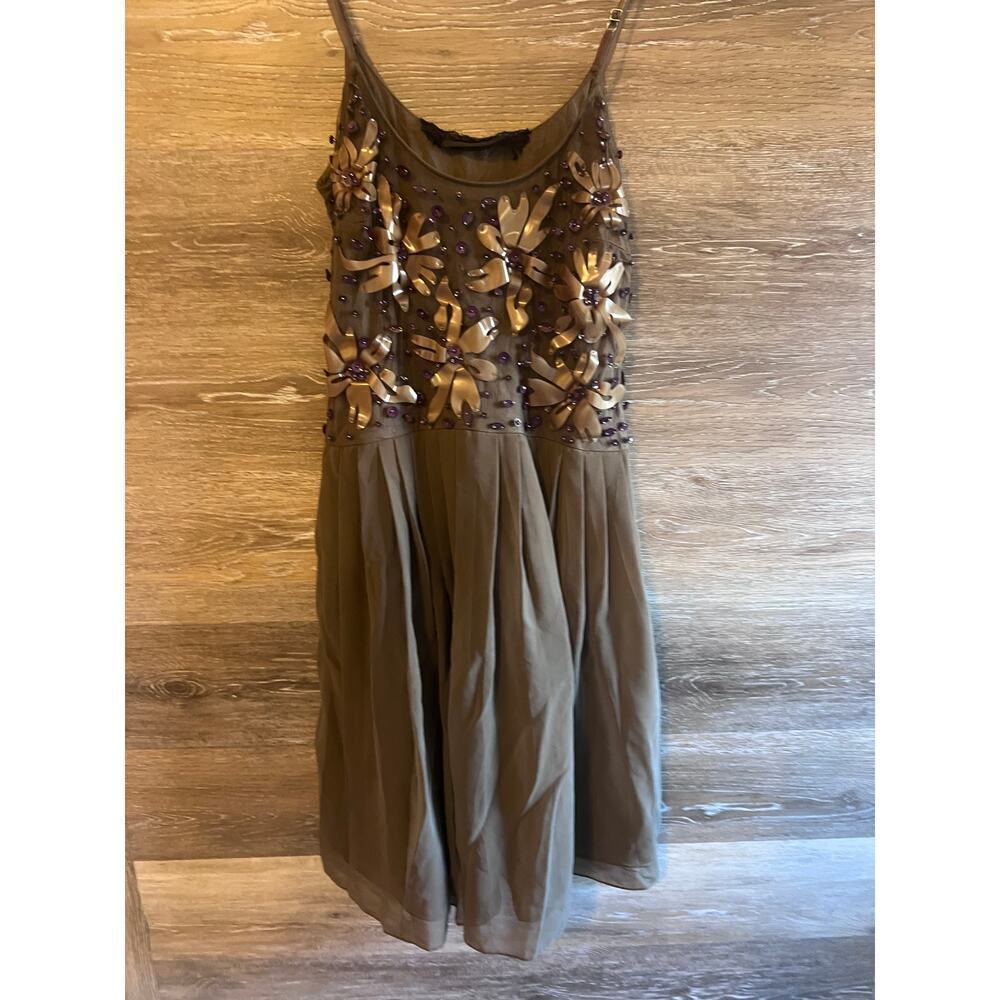 Patrizia Pepe dress short size 42 medium brown beaded party cocktail Italy